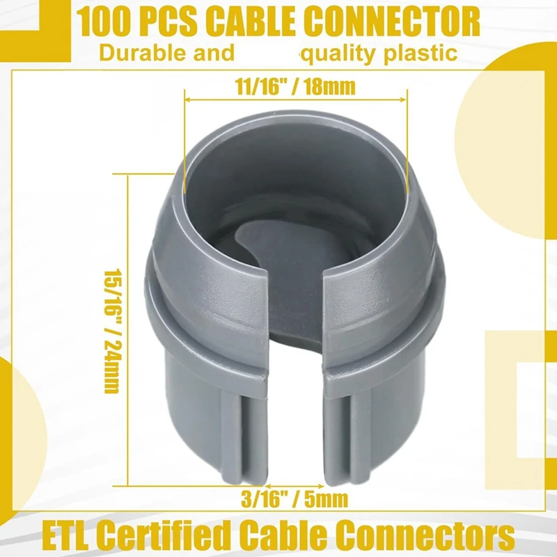 100Pcs Cable Connectors Non Metallic Cable Connectors Snap Style Installation For Wiring 14/2-10/3 AWG,(1/2 Inch)