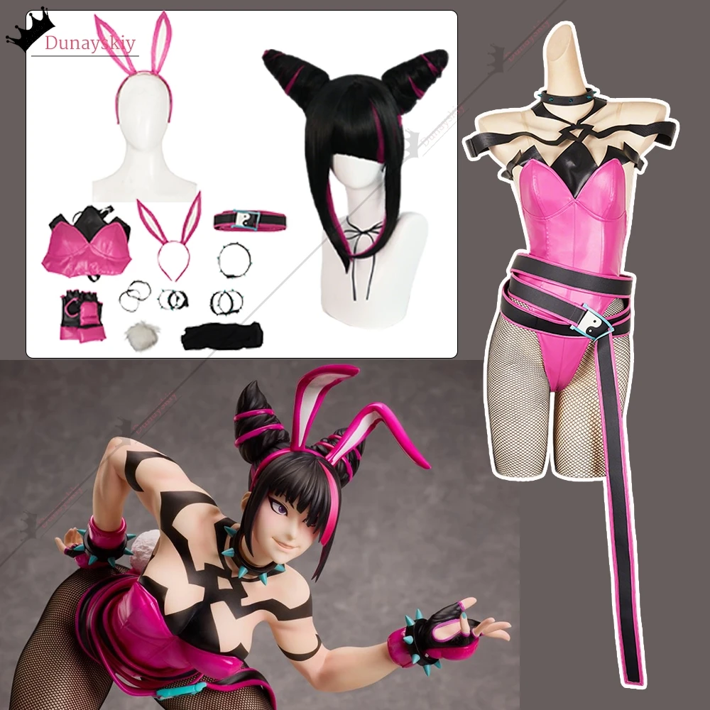 

Street Game Fighter 6 Han Juri Cosplay Sexy Bunny Girls Costume Women Jumpsuit Outfit Halloween Carnival Disguise Suit Role-play