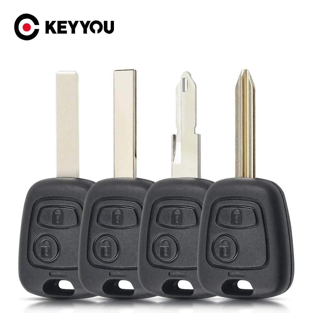 KEYYOU For Peugeot 307 107 207 407 For Citroen C1 C2 C3 C4 XSARA Picasso Car Remote Key Shell Fob Case 2 Buttons Uncut Blade