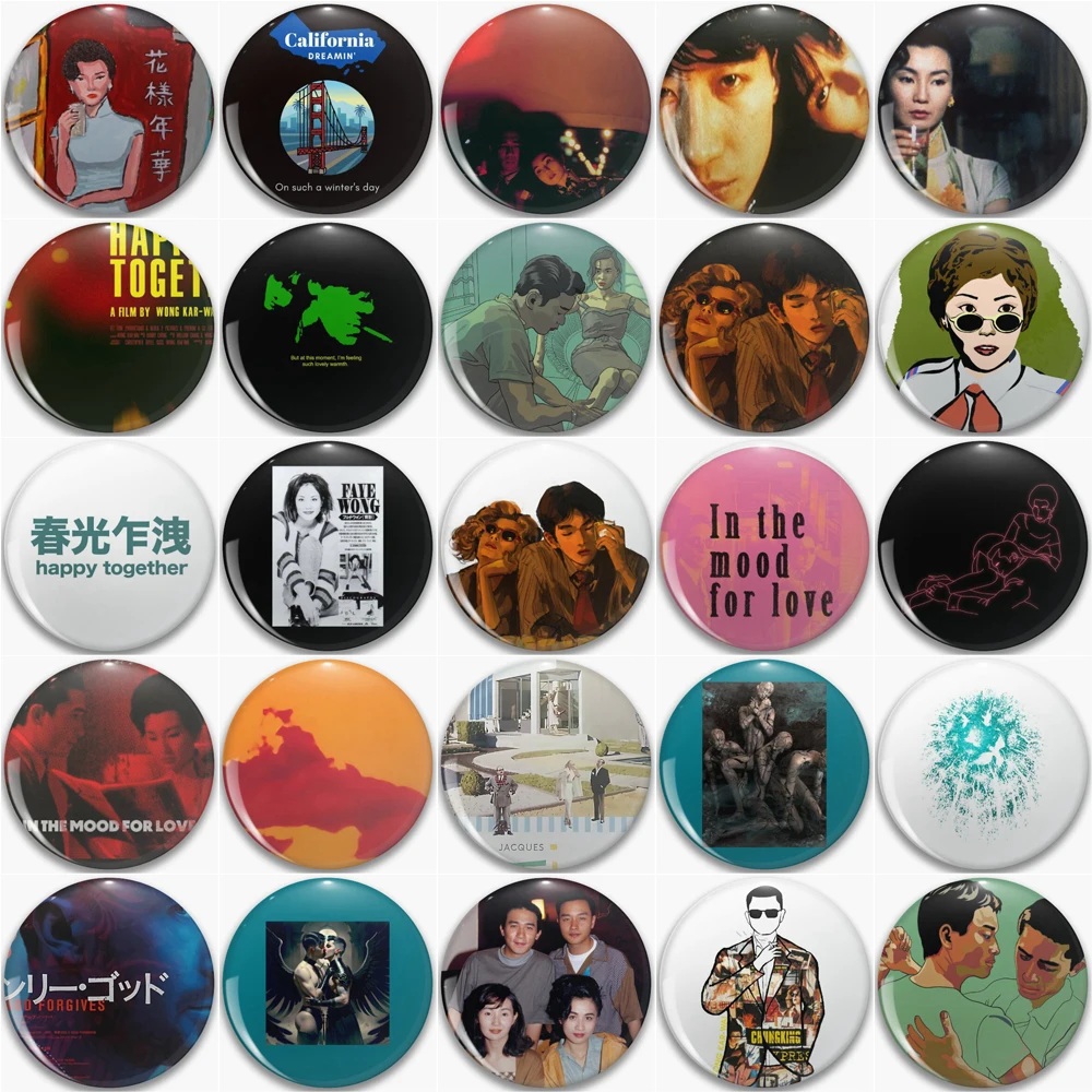 58mm Classic Movie Vintage Wong Kar-wai Chungking Express Button Pin Happy Together Retro spilla Badge Fans Collect Bag Decor