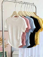 Women's Basic Solid Crop Top Short Sleeve Crewneck Skinny T-shirt Summer Casual Y2K Vintage Harajuku Streetwear - Image 2