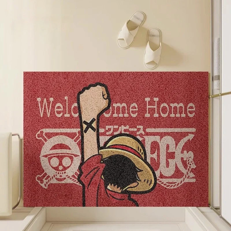 Heißer Verkauf One Piece Anime Cartoon Hause Eingang Seide Kreis Boden Matte Cuttable Pvc Boden Tür Matten Nicht-Slip Waschbar matte Carpe