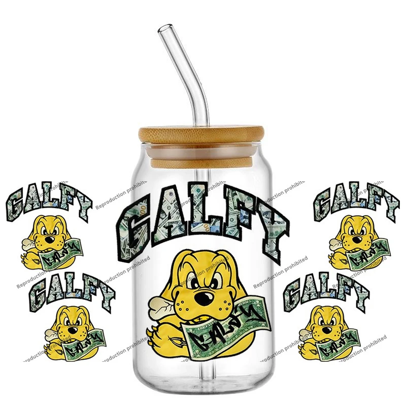 

New 12 Design Famous GALFY Clothing Brand 16oz UV DTF 3D Phone Sticker Decals Wraps Glass Can Cups Creative Craft DIY Gifts