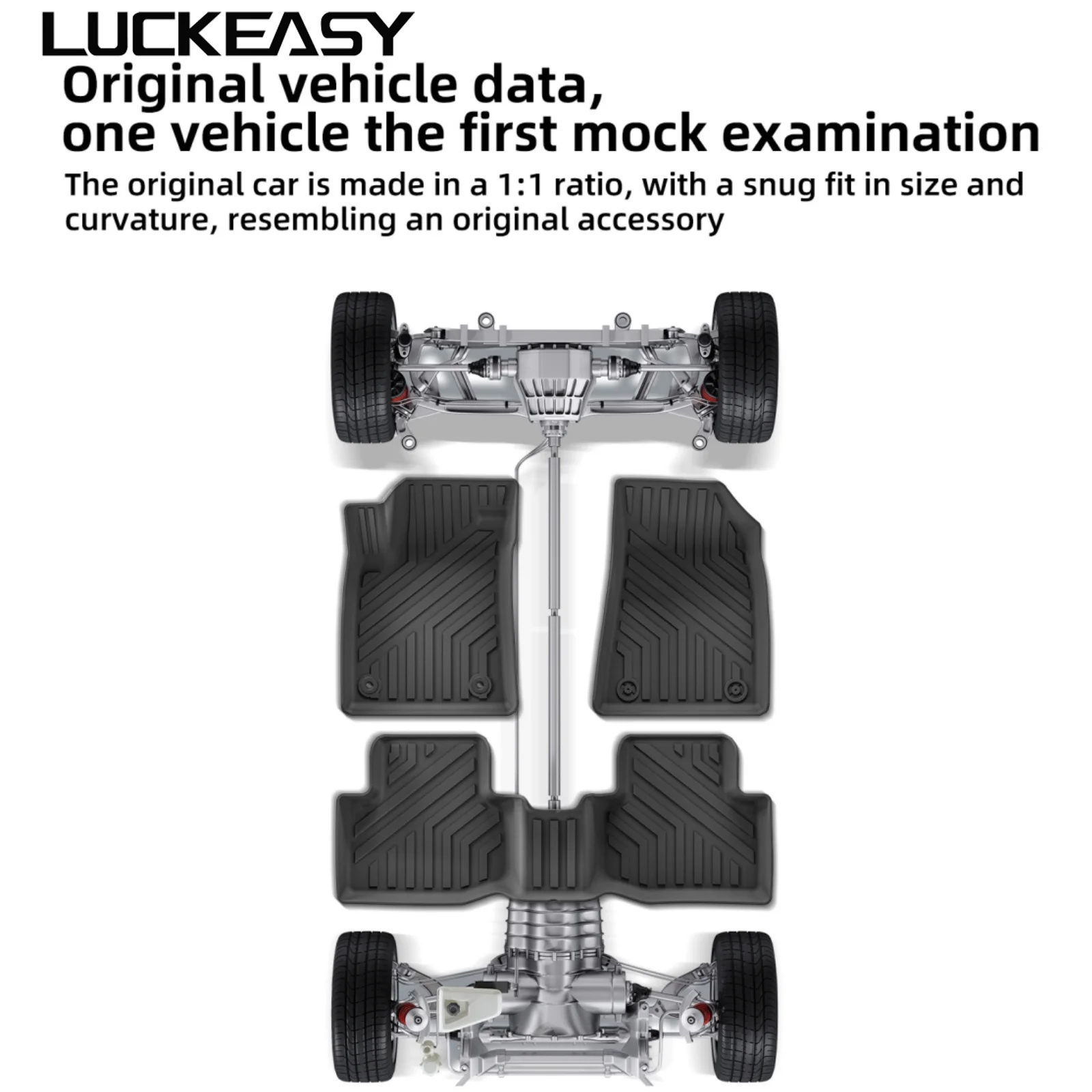 LUCKEASY for MG 5 MG5 Fuel Version 2021‑2026 Car Floor Mats Cargo Liner Trunk Pad TPE Foot Mat Waterproof Car Accessories Black