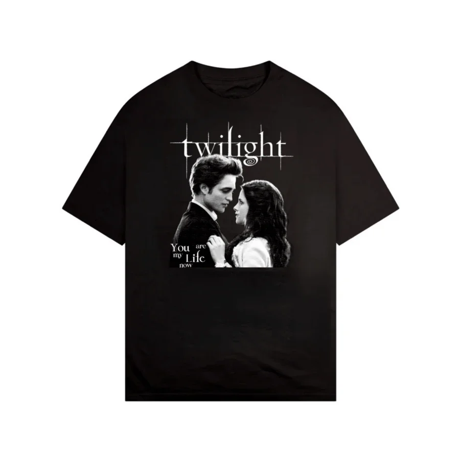 

Хлопковая футболка в винтажном стиле с принтом «Сумеречная сага», с короткими рукавами, летняя коллекция 2025, унисекс, круглый вырез