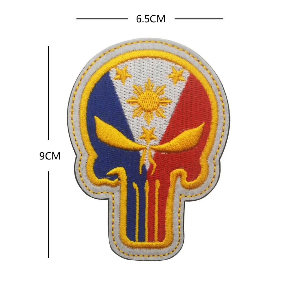 Philippines Embroidered Fabric Patch Magic Patch Armband Flag Patches Patches for Clothing Hook and Ring Sewing Embroidery Ring