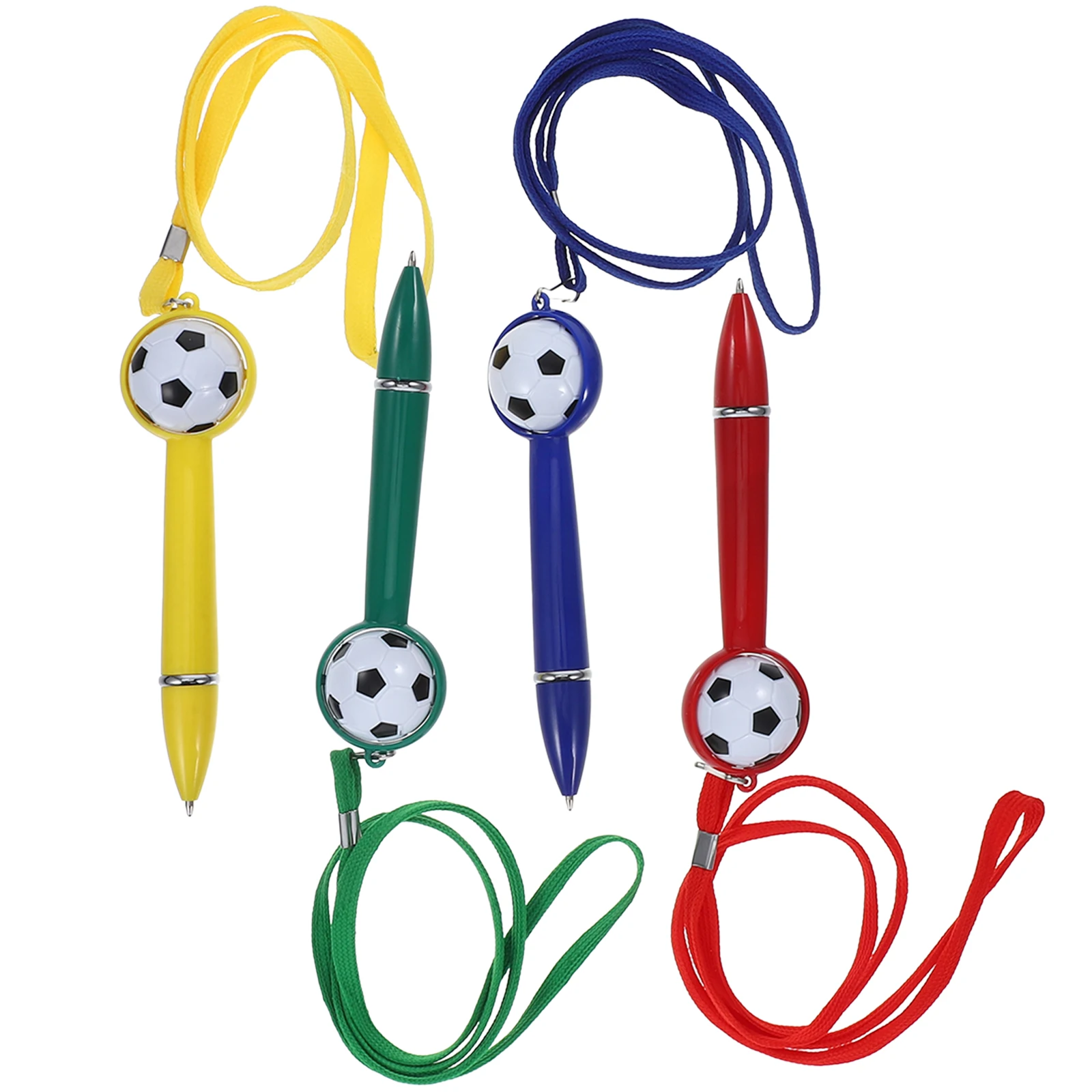 

4Pcs Ballpoint Pens Soccer Design Smooth Writing Pen Lanyard Office School Students Stationery Soccer Party Favors Football