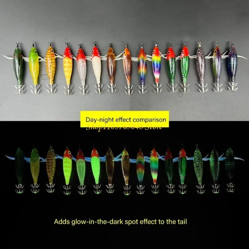 R53E Artificial Fishing Squid Jig Lures Set with Shrimp Designs for Effective Fishing