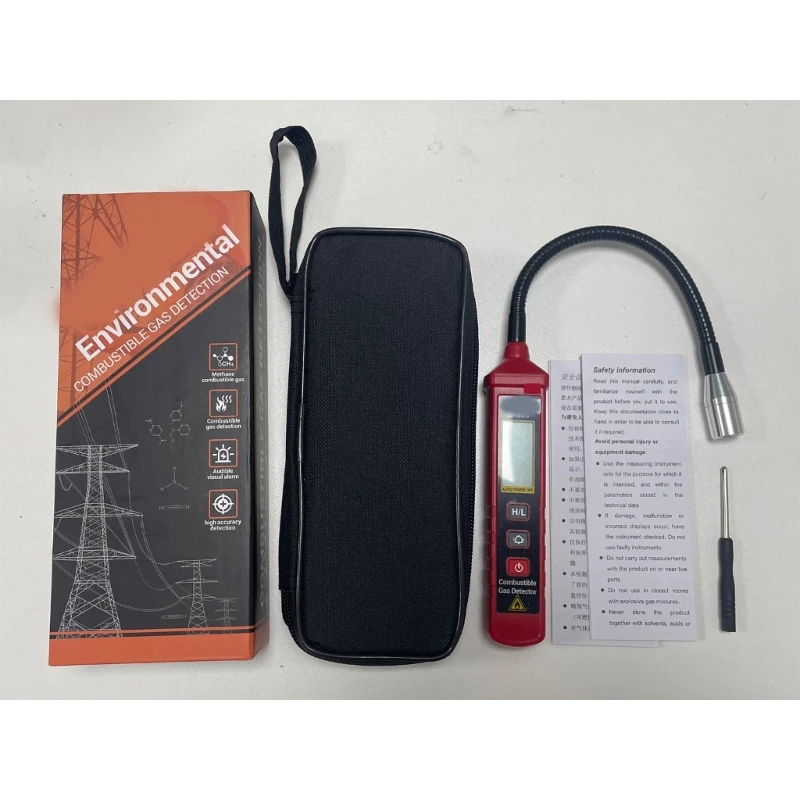 Gas Leak Detector, Combustible Gas Leak Tester with 8.6'' Probe Ranges 300-10000PPM Combustible Gas Analyzers