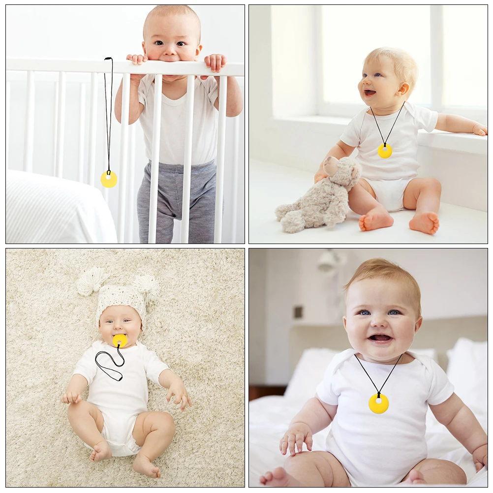 

2 Pcs Round Pendant Necklace Necklaces Kids Chew Teething Toys Toddler Chewing Molar Baby