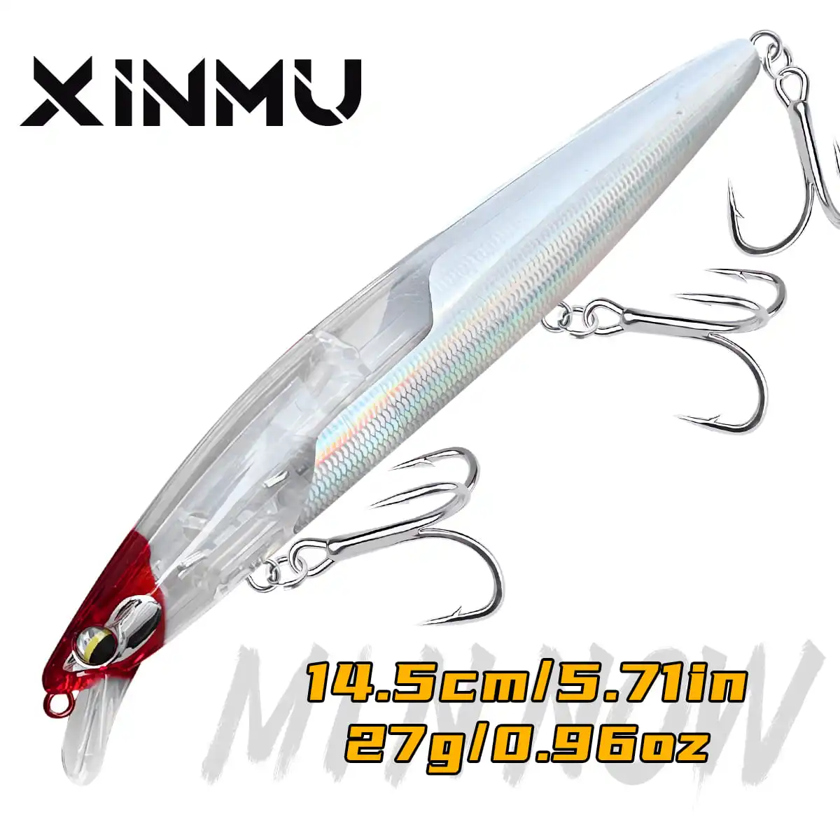 XINMU Floating Minnow Fishing Lures 145mm/27g  fish with glitter sequins Artificial Hard Baits Swimbait Wobbler for Trout Bass