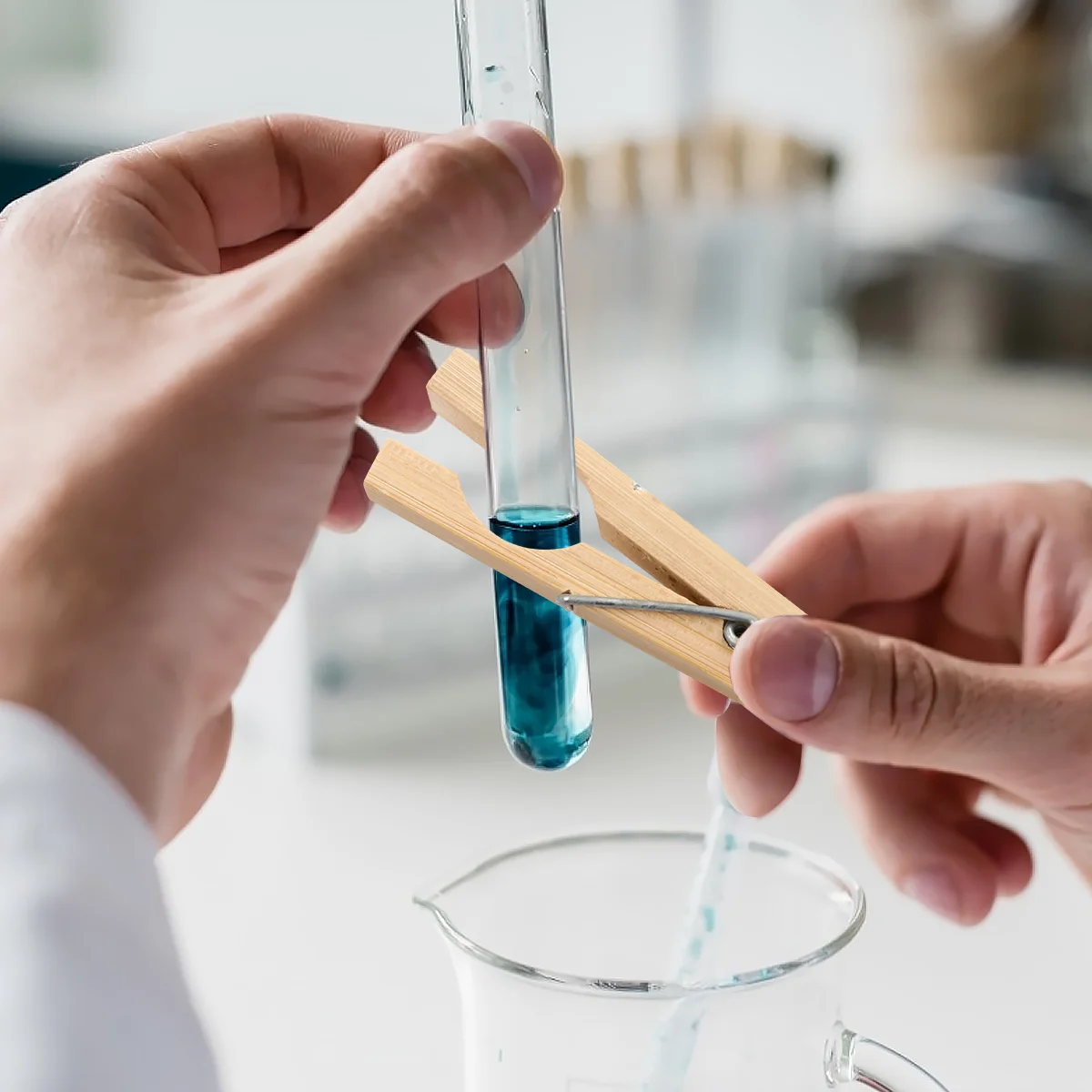 

10 шт. деревянных держателей для пробирок, 18 см, с ручкой, прочное лабораторное оборудование для научных экспериментов, зажим-аксессуар