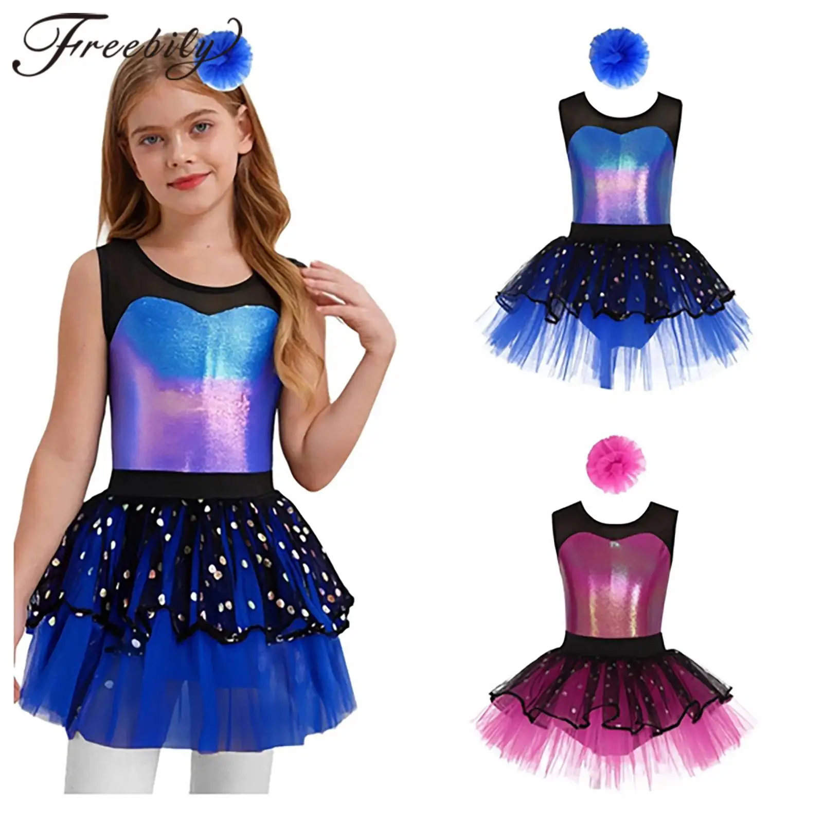 

2025 Girls Metallic Tutu Ballet Dress Stage Performance Costume Kids Party Gown Childrens Dance Outfits Carnival Dress Robes