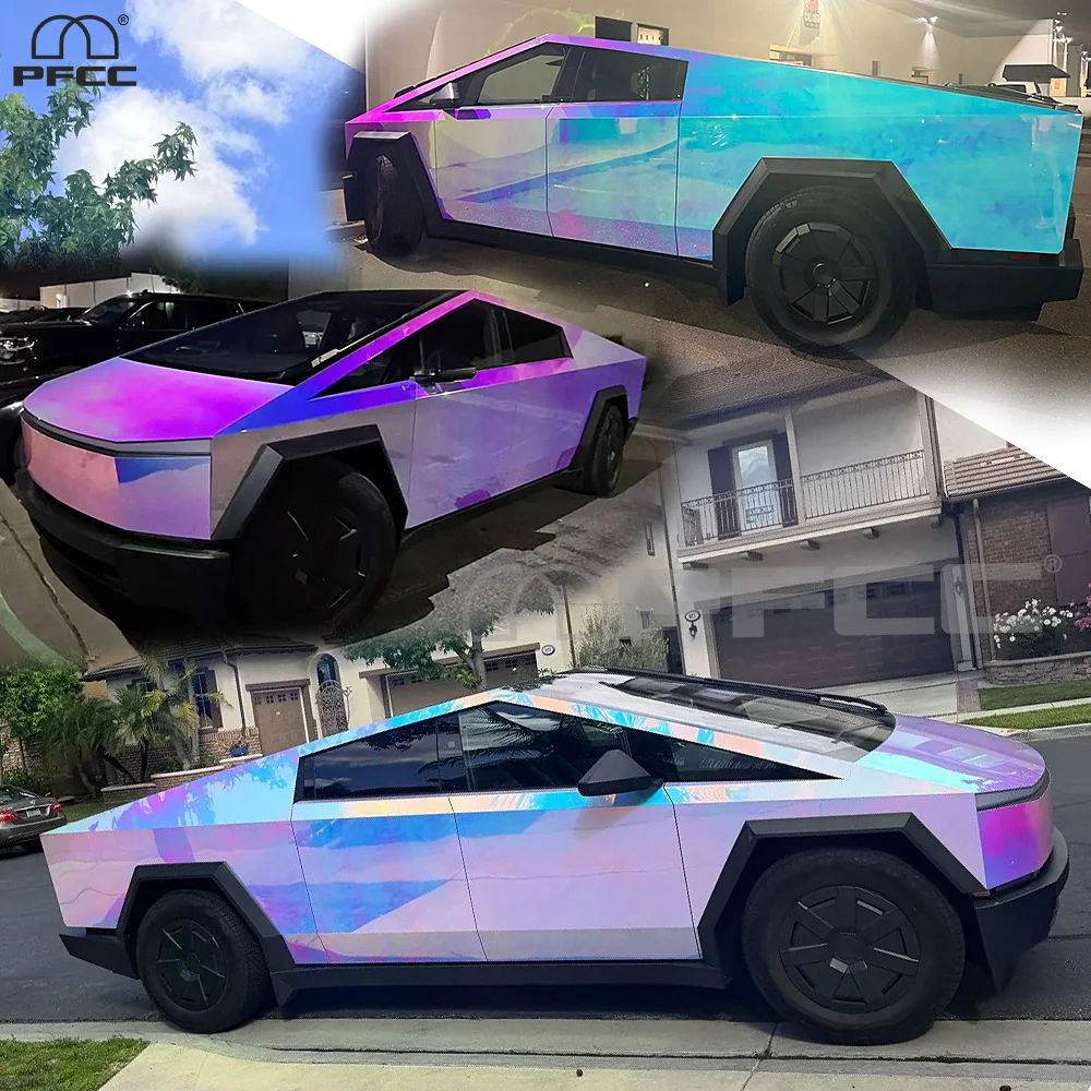 For Tesla Cybertruck 2024-2026 Pre-cut PPF DIY Color Rainbow Gradient PET Paint Protection Film Color Changing Film Anti-Scratch