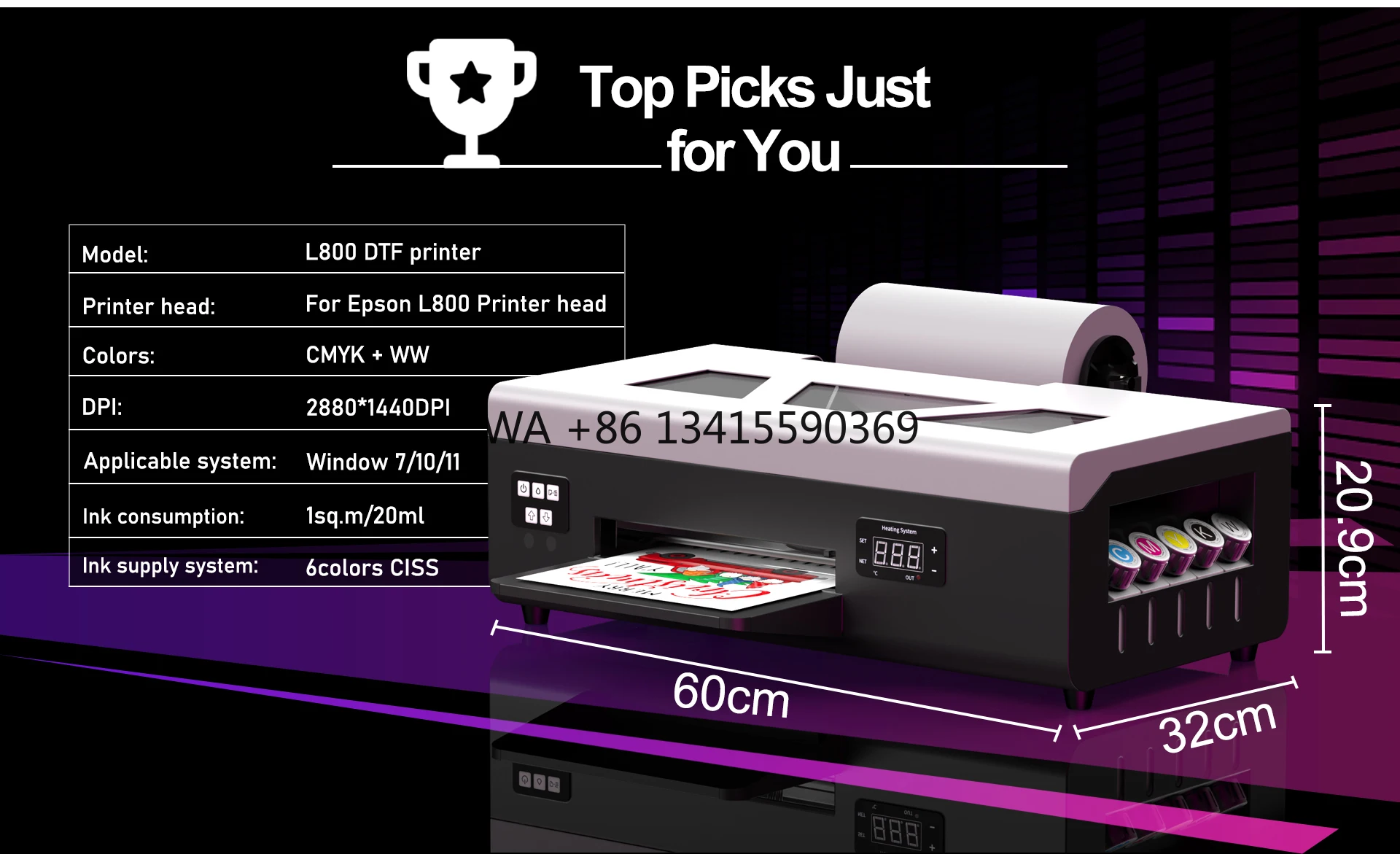

Hot Sale DTF Roller Printing Machine L800 DTF Printer A4 DTF Tshirt Printer for Small Business Machine Ideas for T-shirt