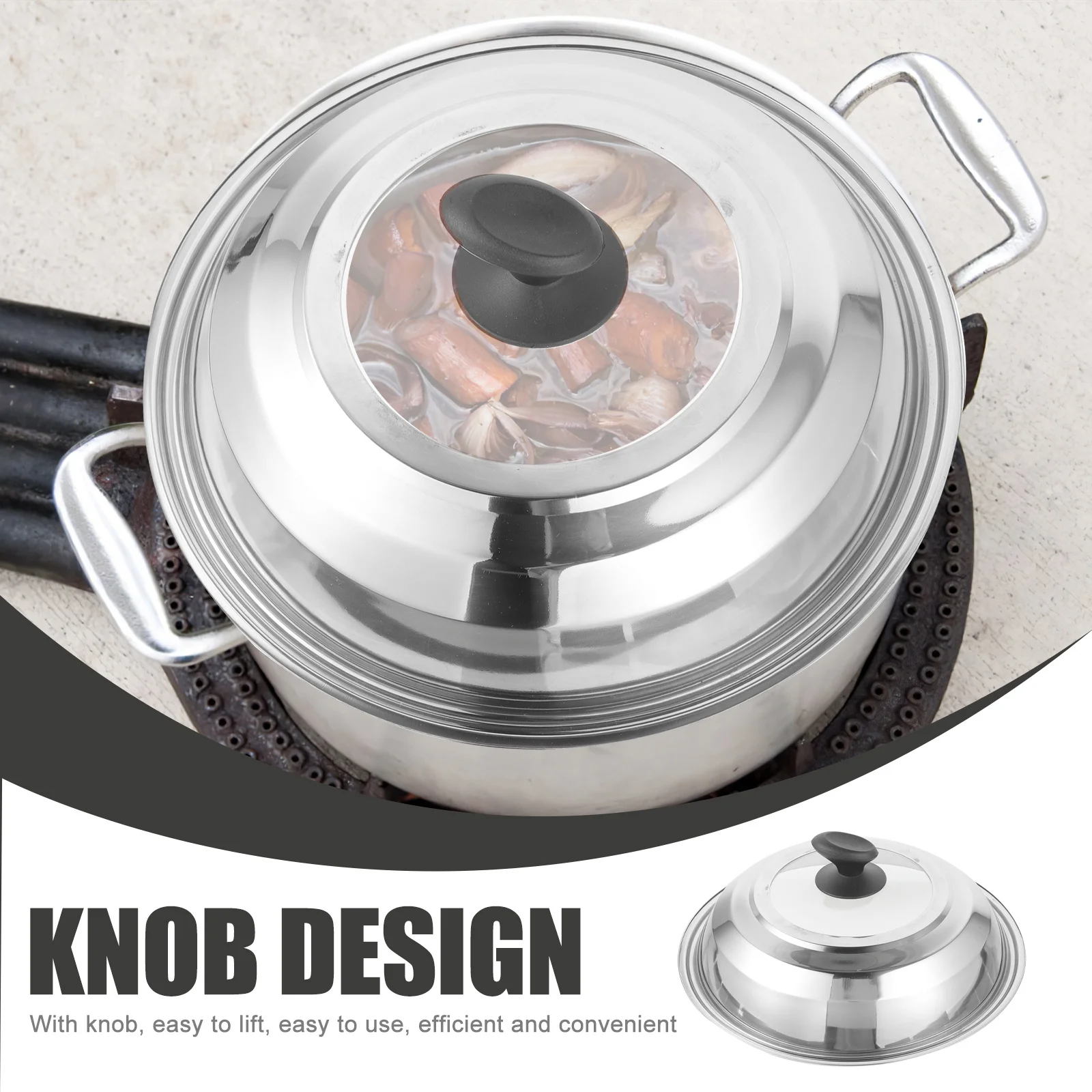 

Многофункциональная крышка кастрюли из нержавеющей стали, металлическая крышка для сковороды, кастрюли, кастрюли с защитой от ожогов, многоразовая кухонная крышка