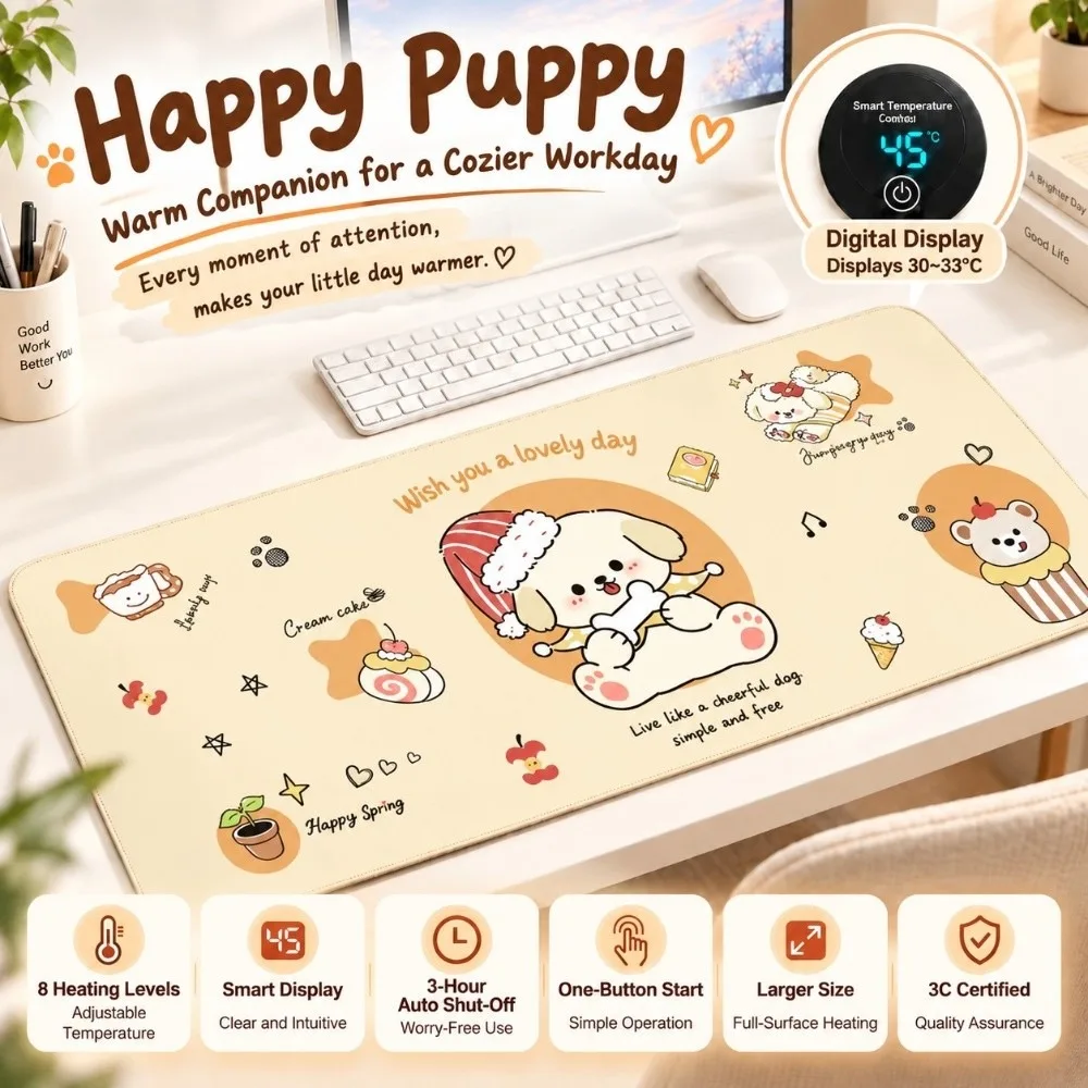 New Heatable Rubber Mouse Pad Timed Large Size Laptop Table Mat Non-slip Writing Mat Keyboard Mice Mat Home