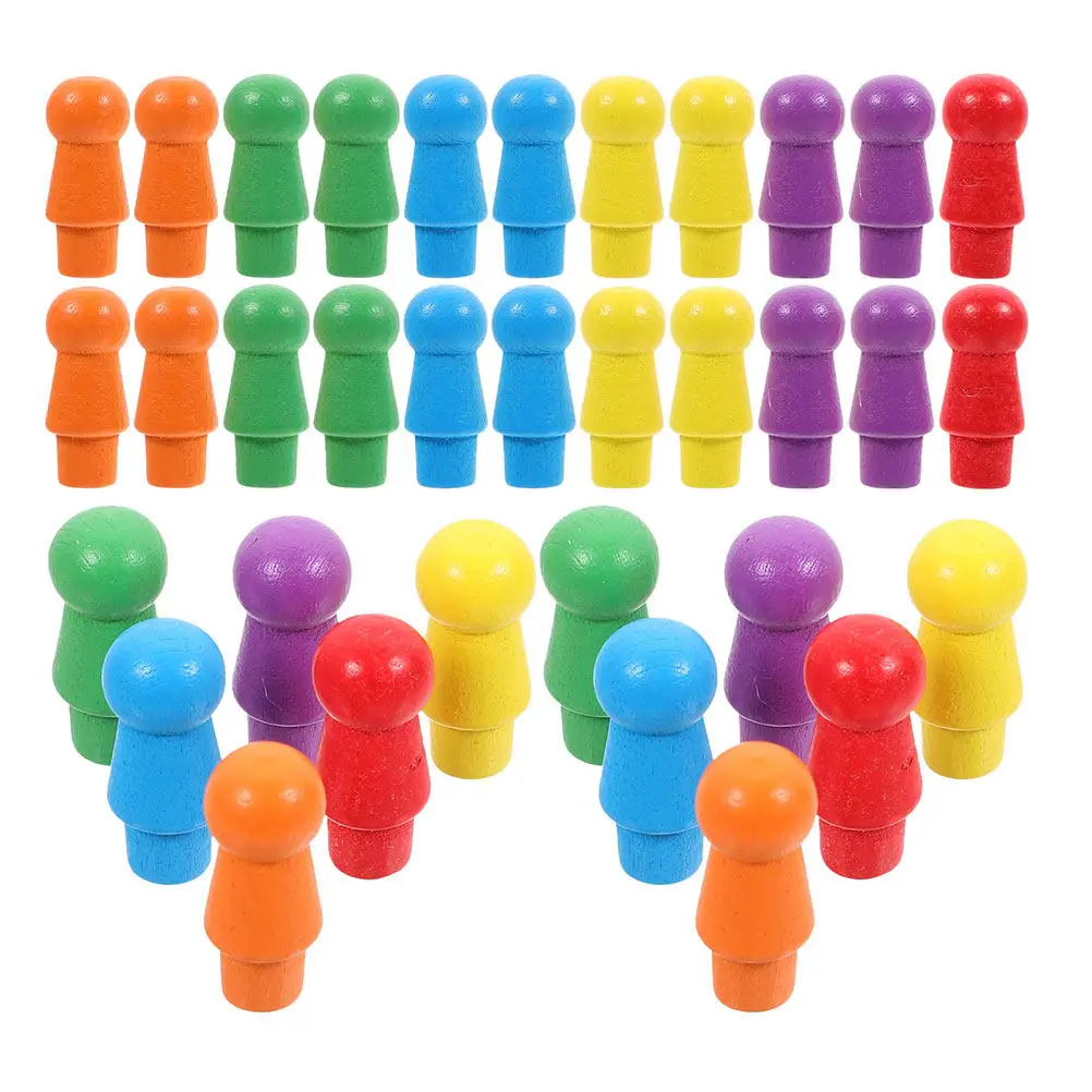 120Pcs Wooden Pawns Colorful Board Game Pieces Replacement Checkers Chess Pawns Chips Markers for Strategy Game