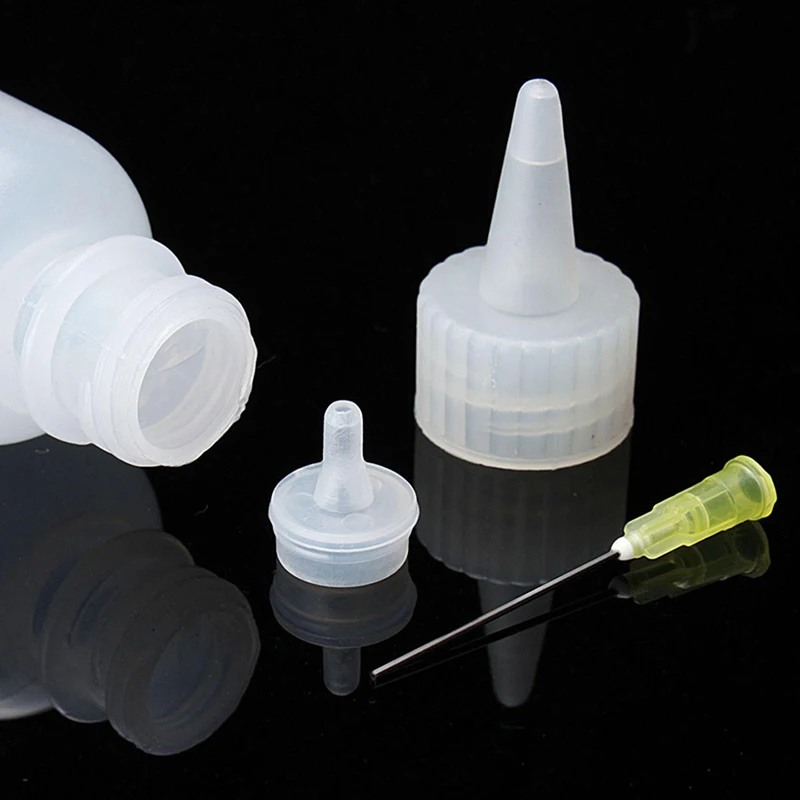 50ML WTS-001 Needle Tip Plastic Rosin Bottle Cleaning Liquid Flux Alcohol Oil Dispenser Plastic Hand Bottle Cleaner DIY Repair