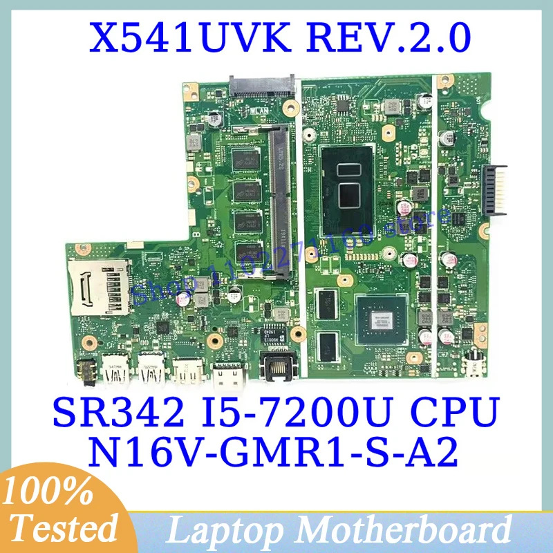 

X541UVK REV.2.0 For ASUS W/SR342 I5-7200U CPU Mainboard N16V-GMR1-S-A2 920MX Laptop Motherboard RAM 8GB 100% Tested Working Well