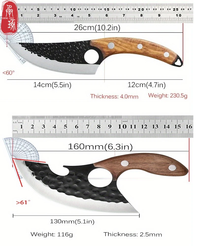 2PC Boning Knife and Mini Knife Sharp Kitchen Knife Stainless Steel Chef Knife Handmade Forged Knife Butcher Knife Wooden Handle