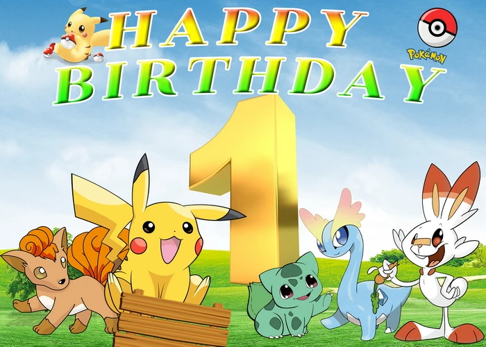 Kids Birthday Party Backdrop Pokemon Theme Decoration Pikachu Photography Background Pocket Monster Event Wall Photo Banner