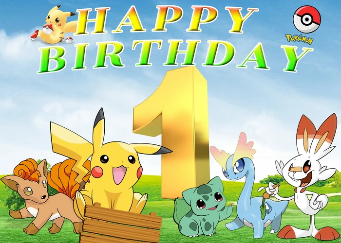 Kinderen Verjaardagsfeest Achtergrond Pokemon Thema Decoratie Pikachu Fotografie Achtergrond Pocket Monster Evenement Muur Foto Banner