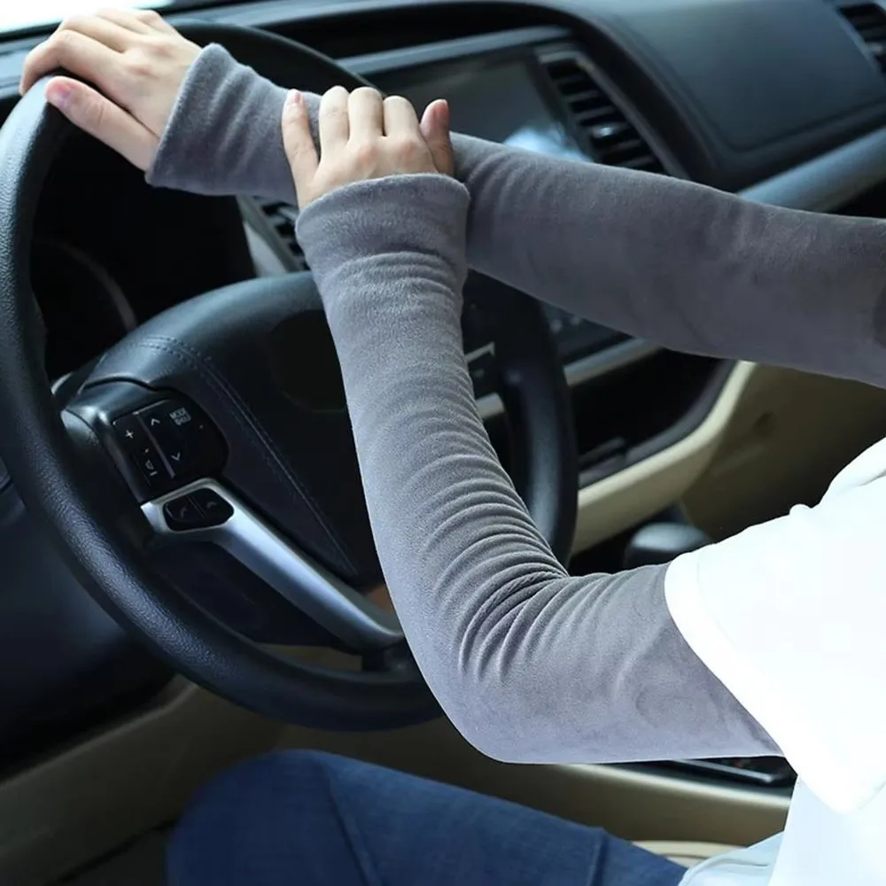 

Зимние теплые флисовые теплые рукава, мягкие утолщенные перчатки без пальцев, эластичные морозостойкие длинные нарукавники