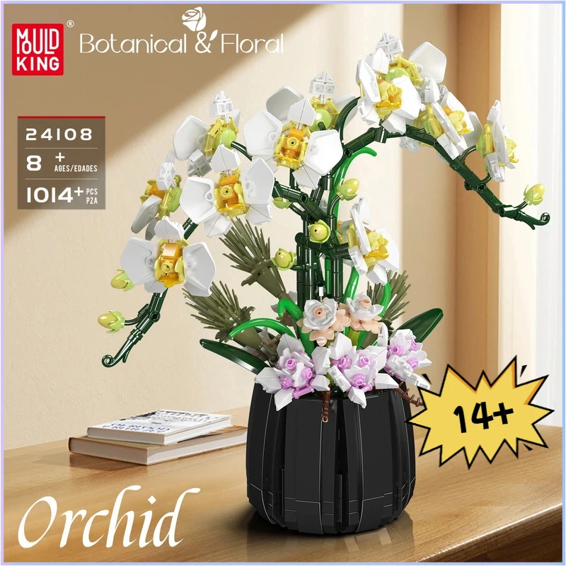 

Mould King 24108 Potted Orchid Building Blocks Flower Plants Series Home Decor Assebly Toy Kids Girls Romantic Gifts 1014pcs