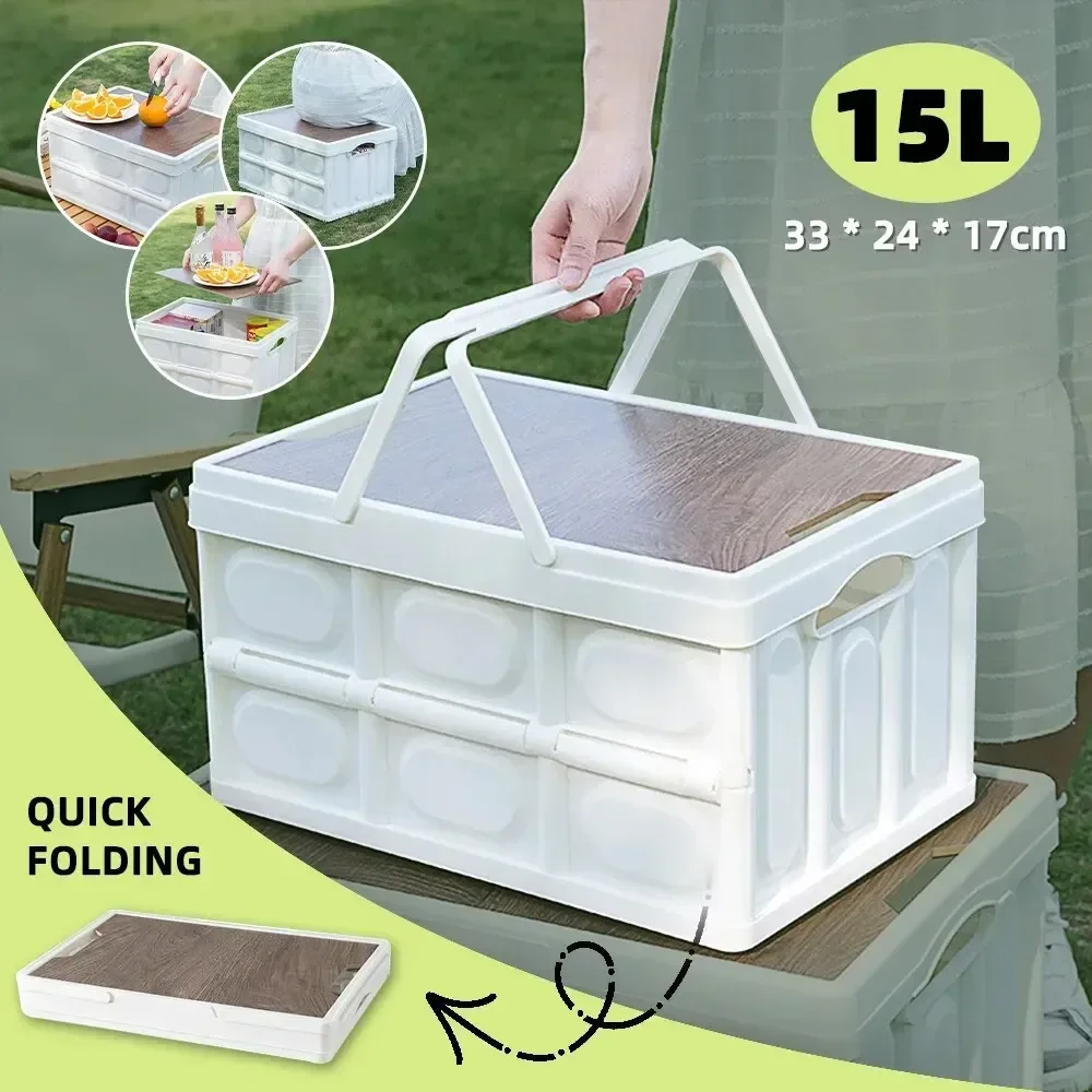 1 Outdoor Camping Storage Box with Lid, Multi-Purpose Large Capacity Car Trunk Organizer, Portable Stall Sorting Box, Suitable F