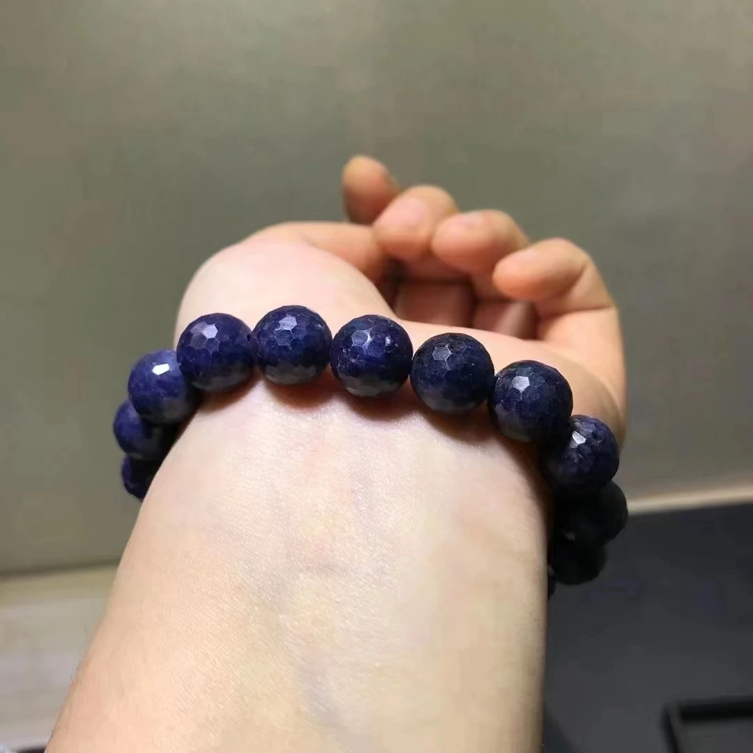 Natural Blue Sapphire Gemstone Bracelet 10.5mm Round Beads Stretch Crystal Beads Rare Sapphire Fashion Rare Jewelry AAAAA