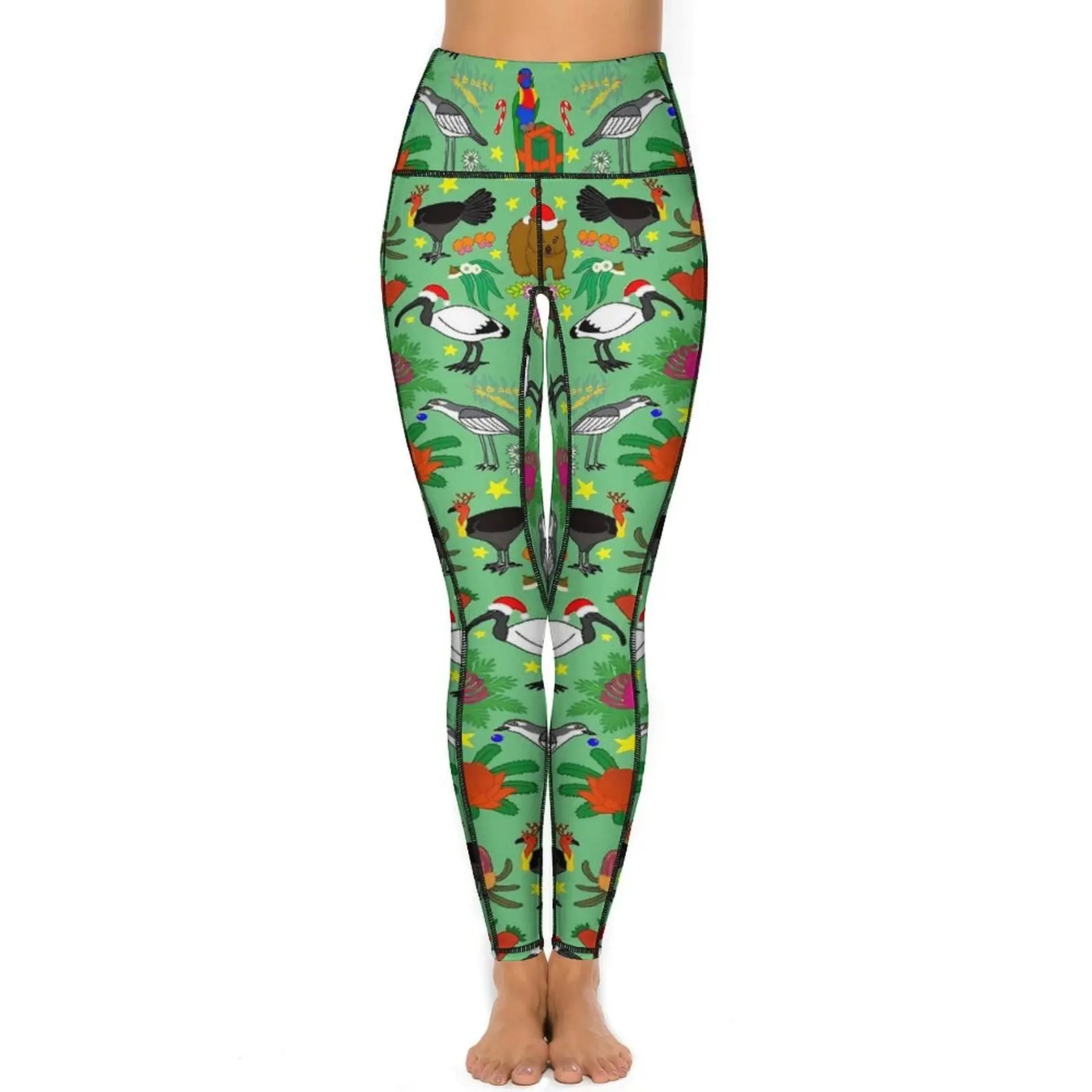 Aussie Christmas Yoga Pants With Pockets Animal Print Leggings Sexy Push Up Kawaii Yoga Sport Legging Stretch Custom Gym Leggins