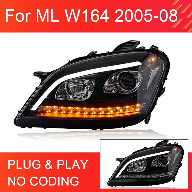 LED Headlight Assembly for Benz ML350 ML400 ML500 W164 2005-2008 Headlights Plug and Play LED DRL Dynamic Turning Head Lights