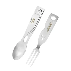 Tonife-Portátil Camping Talheres Set, aço inoxidável, garfo dobrável, colher, faca, talheres, caminhadas, viagens, utensílios de cozinha, 3-em-1