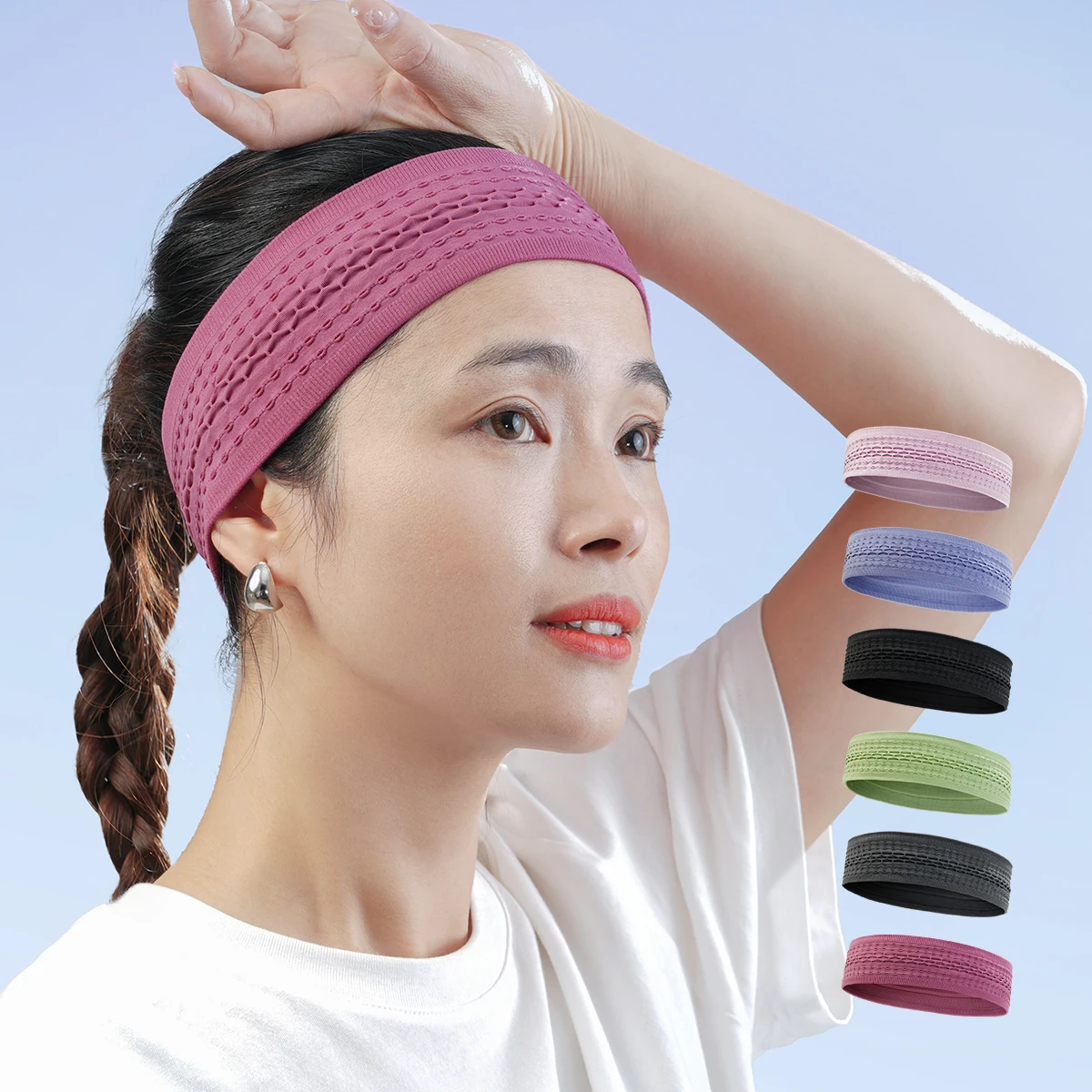 1pc/6pc Sport Knitted Headband Antiperspirant Running Basketball Headband Breathable Sweat-absorbent Quick-drying Sports Cycling