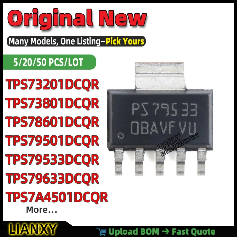 TPS79501DCQR TPS79533DCQR TPS78601DCQR TPS7A4501DCQR TPS73801DCQR TPS79633DCQR TPS73201DCQR TPS78633DCQR SOT-223-6 LDO Brand New