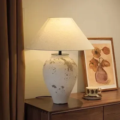 terracotta handmade ceramic Japanese table lamp for living room