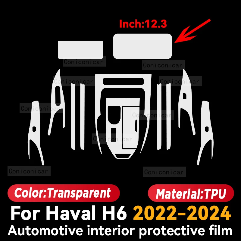 

For Haval H6 2022 2023 2024 Car Interior Protective Film Center Sonsole Navigation Instrucment Anti-Scratch Repair Sticker TPU