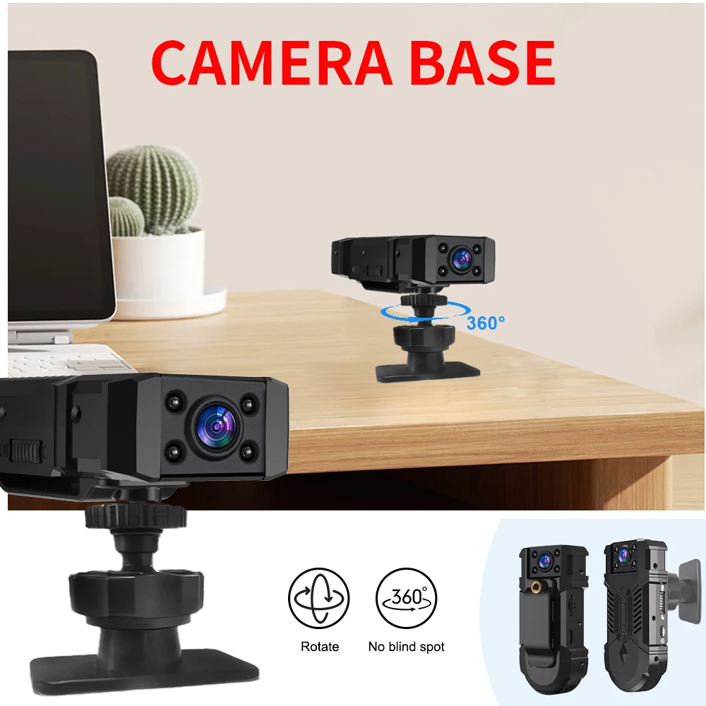 Mini Body Camera 8 Hours Camcorder Full 1080P HD Police Cam Small 180° Rotating Bike Camera Sports DV Car DVR Pocke Webcam