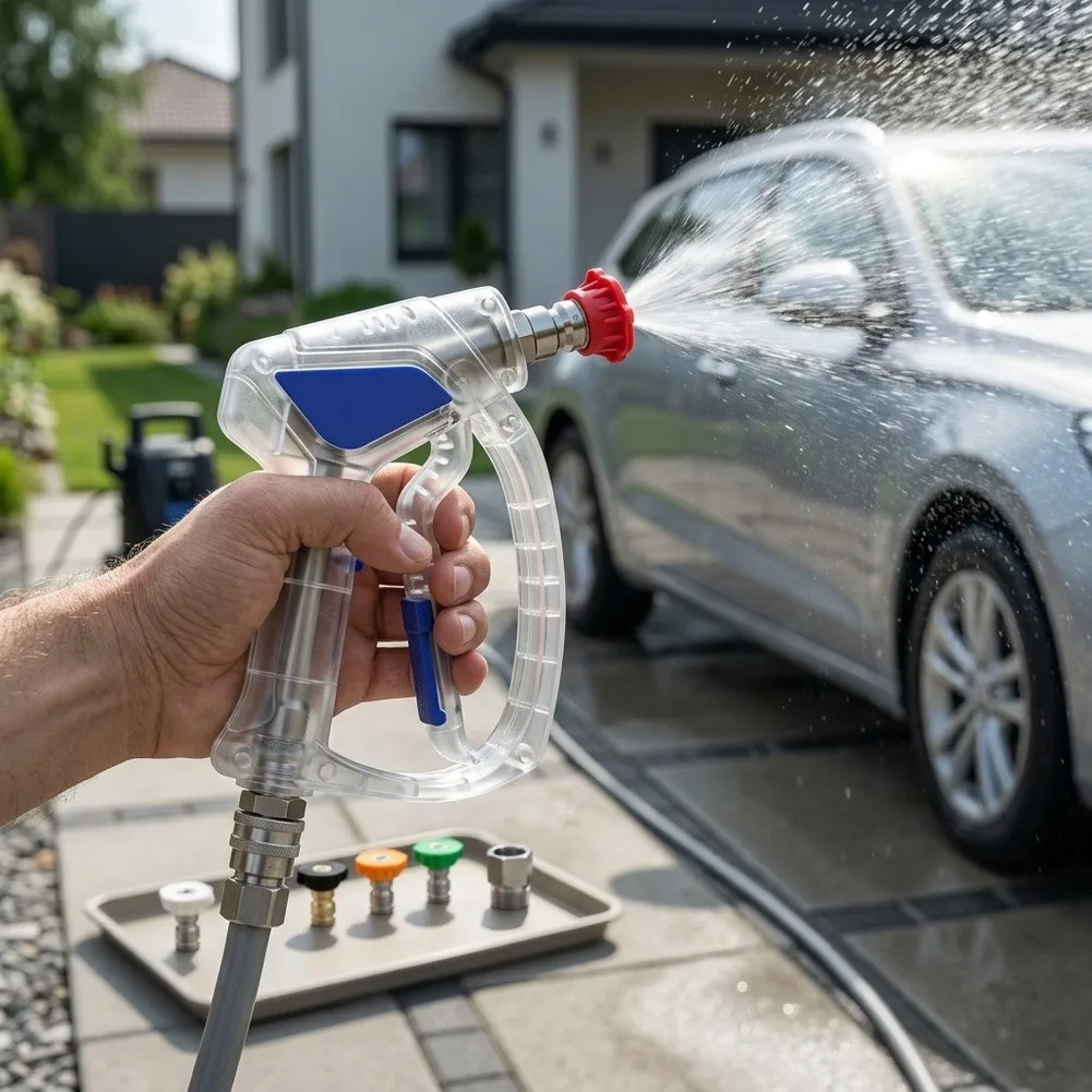 Transparent Car Wash Water Cleaner 5000 PSI Pressure Washer Attachment with Five Spray Nozzles and 360 Degree Swivel Connector