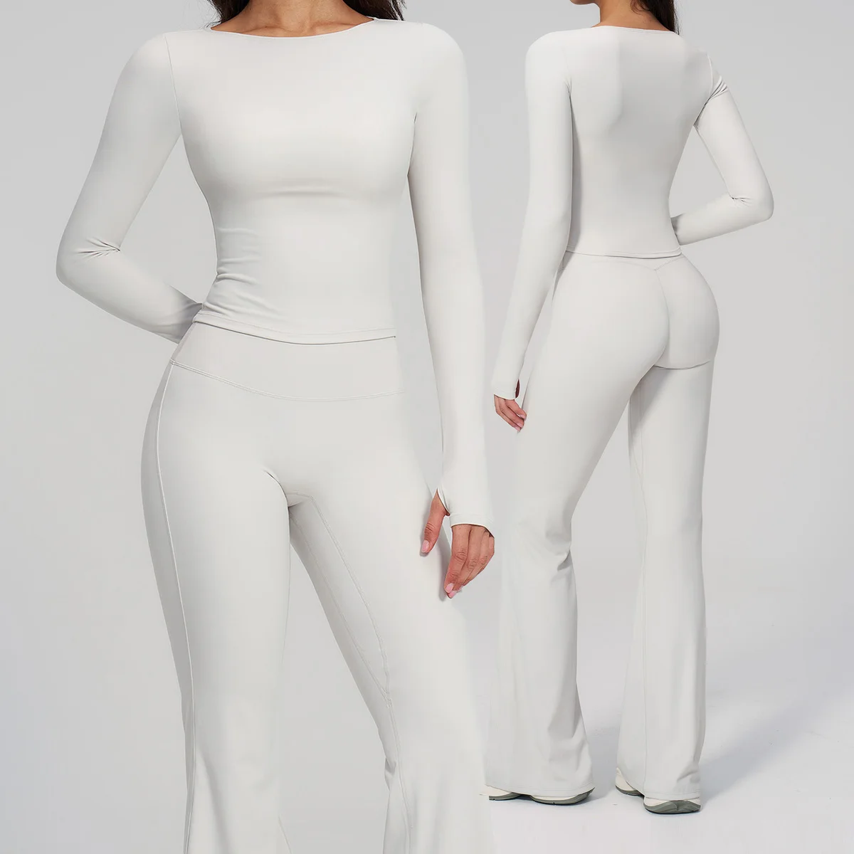 2PCS Yoga Set Women Gym Tracksuit Fitness Sportswear Workout Outfits Female Yoga Long Sleeve High Waist Leggings Athletic Wear