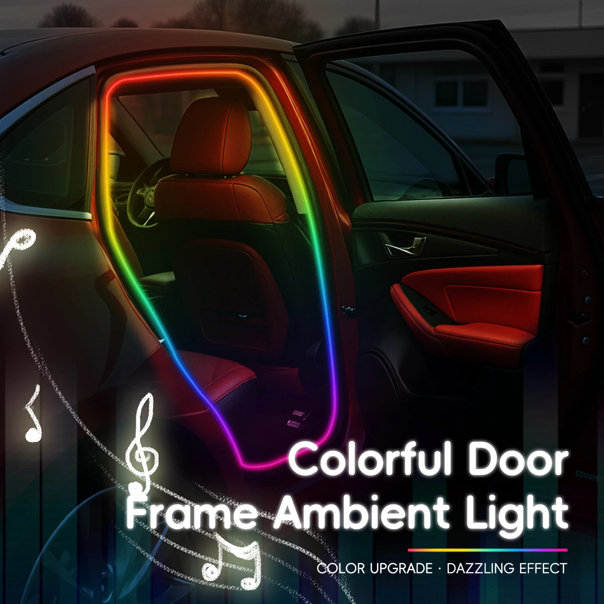 3.7M Rainbow Color Car Interior Led Strip Light Symphony Door Frame Trunk Ambient Light Party For Aoto Interior Atmosphere Diode