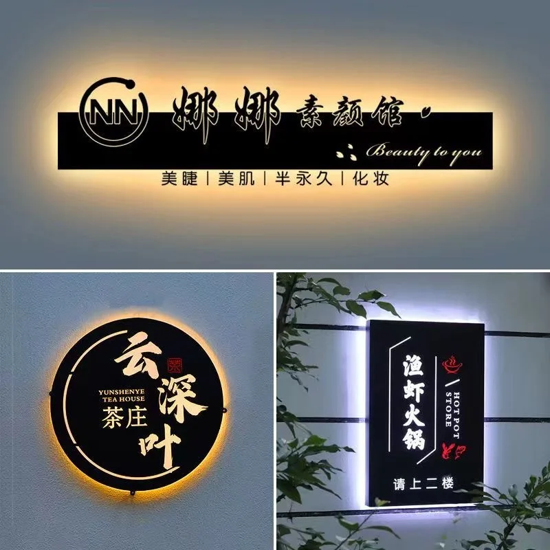 Custom. [1204 People Praise] Signs Light Box Front Desk Billboard Background Wall Customization Iron Display Hollow out LED