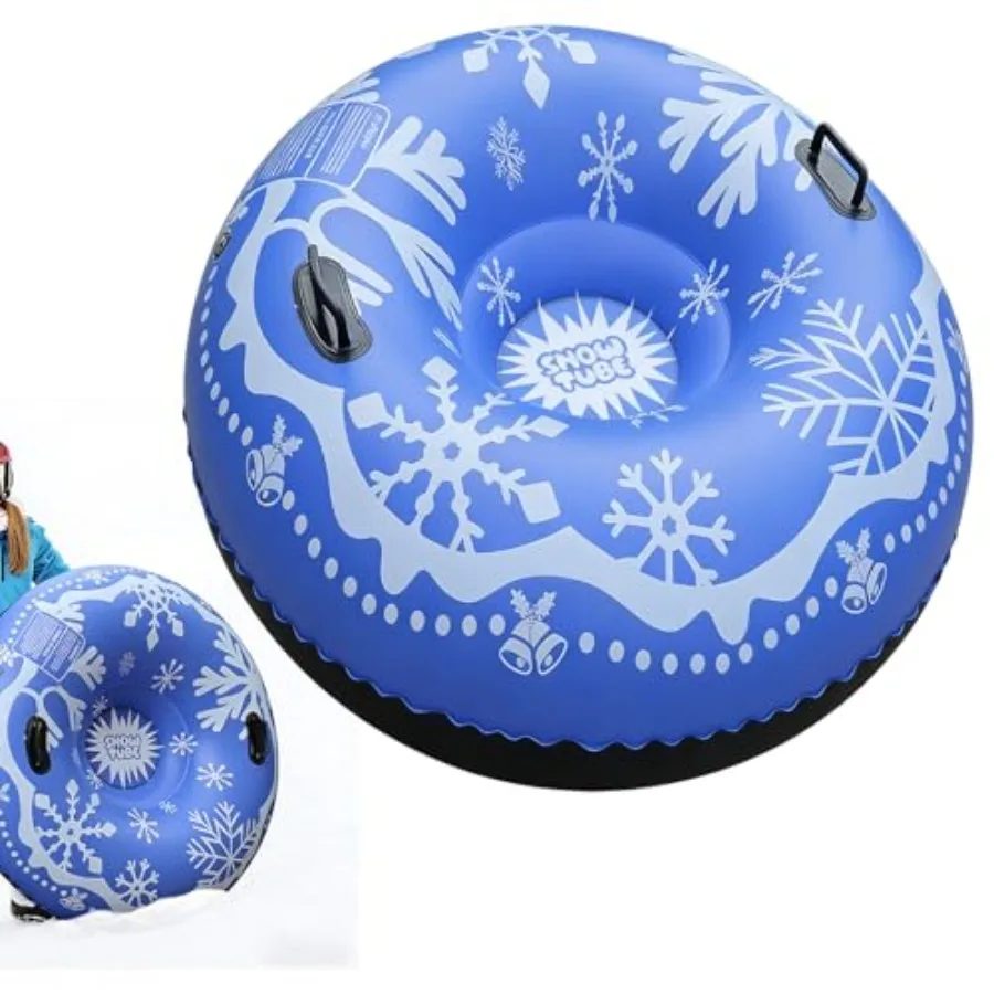 

Snow Tubes with Double Handle Design Heavy-Duty Inflatable Snows Tubes for AdultsThick Cold-Resistant Mater Lightwght and Porta