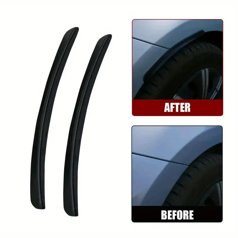 2pcs Car Wheel Arch Protector Universal Silicone Rubber Mudguard Anti Collision Strip Ventilation Opening Cover Auto Accessory
