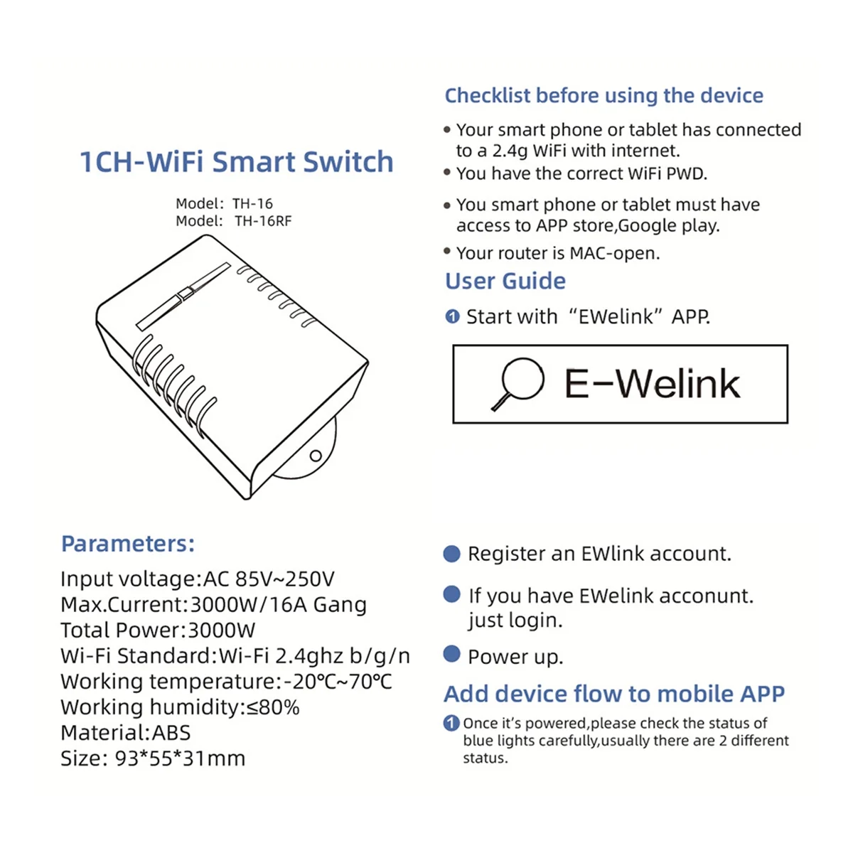 T36C For Smart WiFI Switch Temperature and Humidity Monitoring 16A 3000W Switch with TH Sensor,for , HomeA