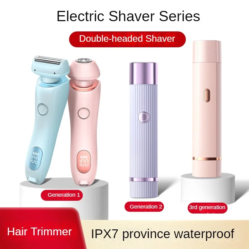 

Electric Epilator Women's Dual Head Shaver Hair Trimmer for Underarms Arms Legs Lips Private Parts Ceramic Head IPX7 Waterproof