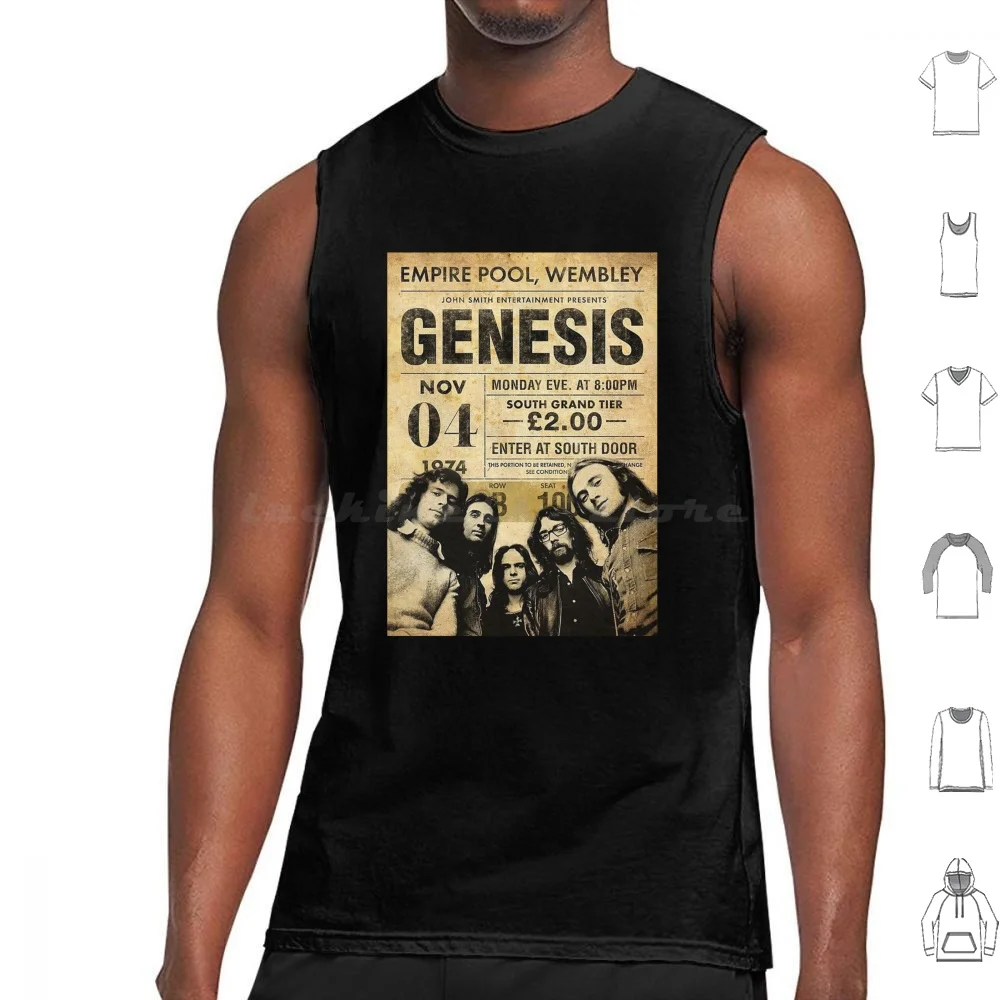 Genesis Band-camisetas sin mangas con póster clásico, algodón estampado, Peter Gabriel, álbum progresivo de Phil Collins, banda Retro Vintage Genesis
