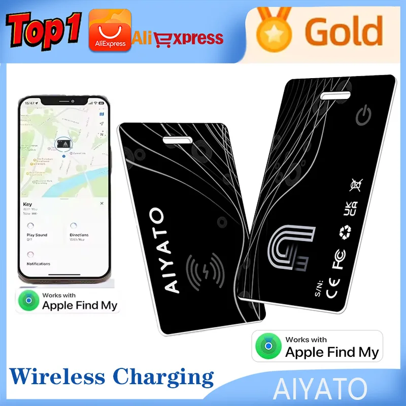 

AIYATO беспроводная зарядка Bluetooth-кошелек трекер анти-потерянная карта смарт-локатор слежения работает для Apple Find My App IOS FinderTag