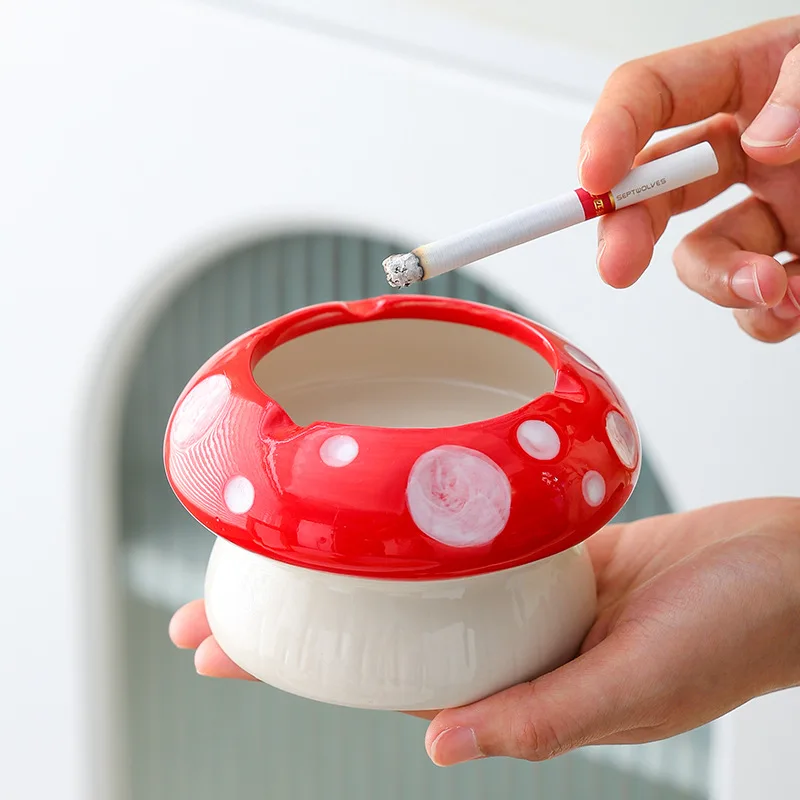 

Симпатичная керамическая пепельница в форме гриба, ветрозащитная пепельница, банка для хранения пепла, украшение для офисного рабочего стола, автомобильная пепельница, украшение для дома